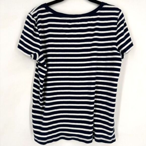 Ralph Lauren Womens Striped Short Sleeve Scoop Neck Top Blue White Size XL - Picture 2 of 8